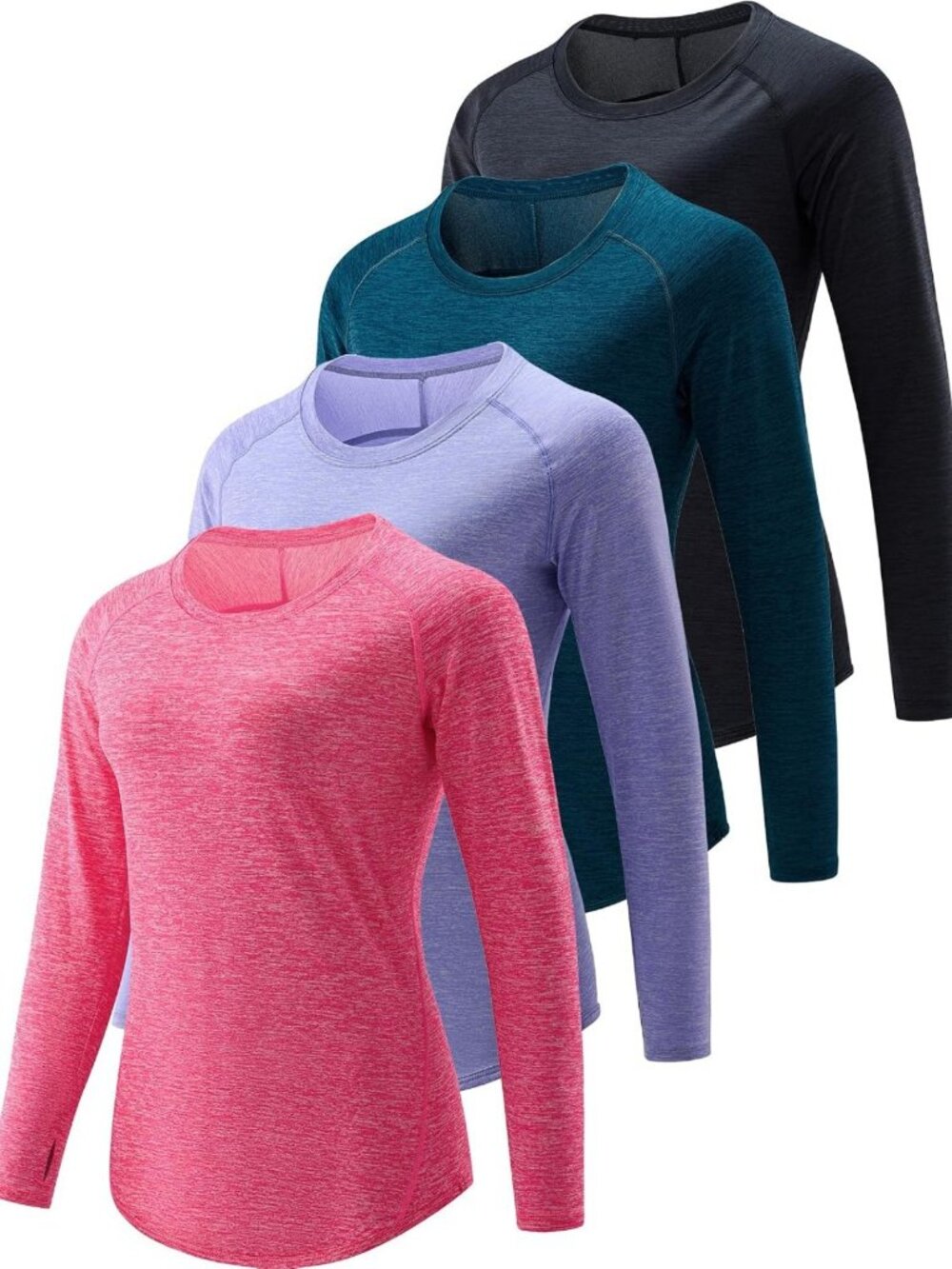 4 Pack Women's Long Sleeve Workout Tops - Activewear, Fitness, Gym Essentials